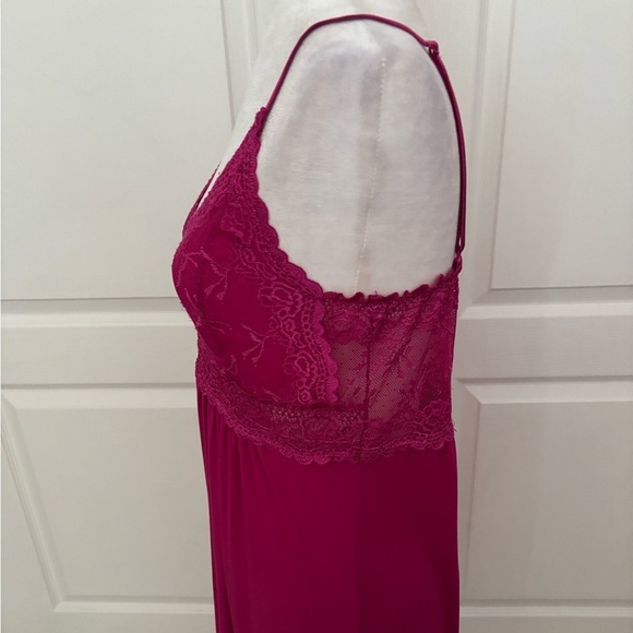 Mystique Intimates Fuchsia Lace Slip Dress – Size L, Adjustable Straps, EUC - Picture 7 of 10